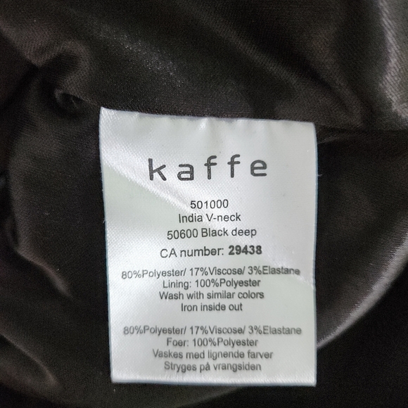 KAFFE India Ruched Black Mini Dress – V‑Neck Bodycon (M / 38) - Picture 8 of 12